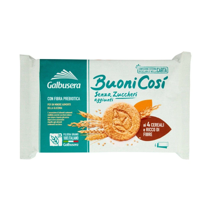 Galbusera BuoniCosì Senza Zuccheri aggiunti ai 4 Cereali e Ricco di Fibre 6 x 50 g