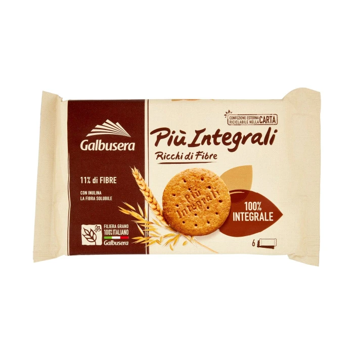 Galbusera PiùIntegrali Ricchi di Fibre 100% Integrale 6 x 55 g