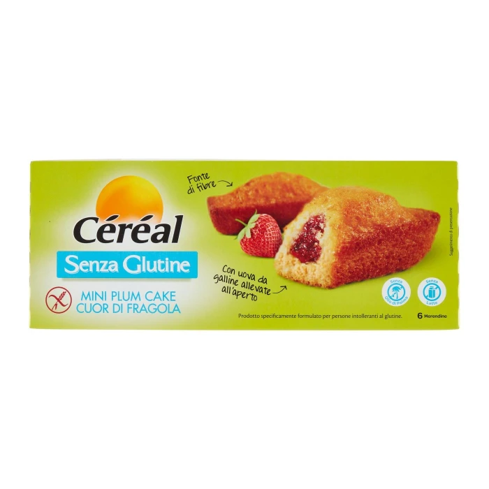 Céréal Senza Glutine Mini Plum Cake Cuor di Fragola - 6 x 35 g