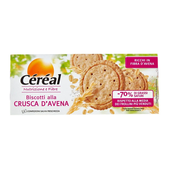 Cèrèal Nutrizione e Fibre, Biscotti alla crusca d'Avena, Frollini in fibra d'avena - 8 per 18g