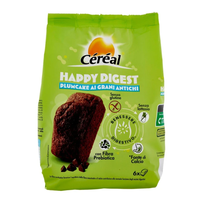 Céréal Happy Digest, Plumcake ai Grani Antichi, Merendine senza glutine e senza lattosio - 170g