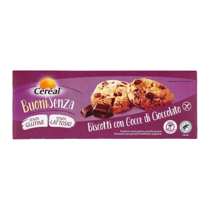Céréal Buoni Senza Biscotti con Gocce di Cioccolato, Senza Glutine, Senza Lattosio - 3 x 50 g
