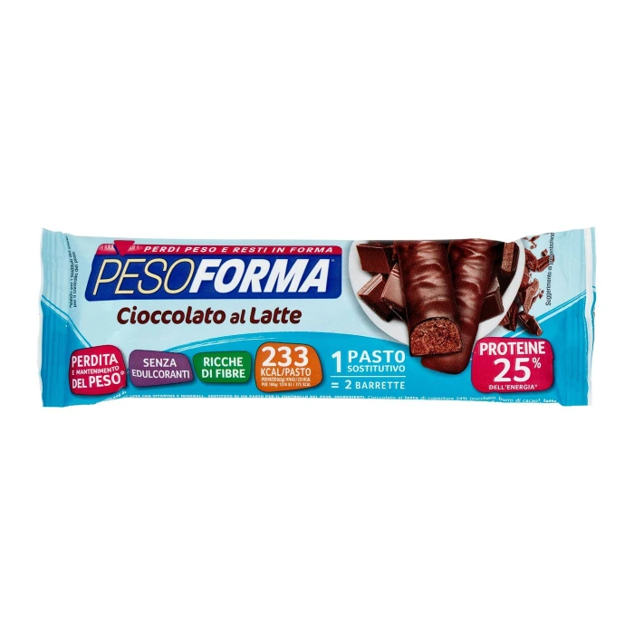 Pesoforma Barrette sostitutive del pasto, gusto cioccolato al latte, 233 kcal per pasto, 2 x 31g